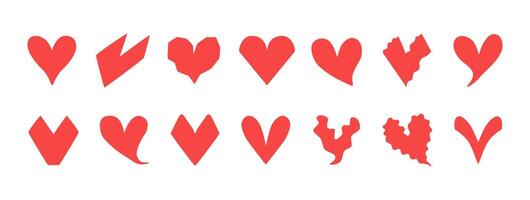 Quirkly hearts shapes set. illustration for Valentines Day. Love elements for design, print, sticker vector