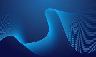 Abstract blue line waves on dark blue gradient background. Modern wavy lines vector
