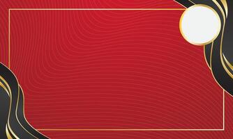 Luxury red certificate background with abstract black gold waves vector
