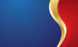 Modern red gold wave on blue background design vector