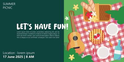 Hello Summer banner template with vibrant graphics vector