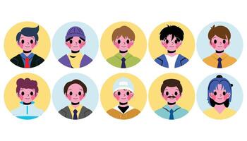 Illustrated characters with different hairstyles and attire vector
