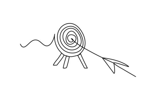 mínimo uno línea dibujo de un objetivo icono en continuo línea Arte estilo vector