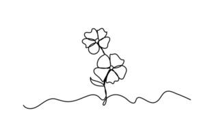 Continuous one line drawing of blooming flowers in a natural and graceful artistic composition vector