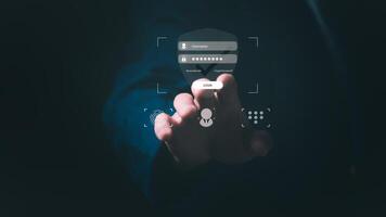 Data Information protection and encryption using network technology for security to prevent crime, hackers, and online attacks. Technology and information security in everyday life. Authentication. photo