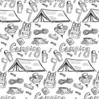 pattern featuring outdoor camping gear and elements ideal for adventure enthusiasts and nature lovers vector