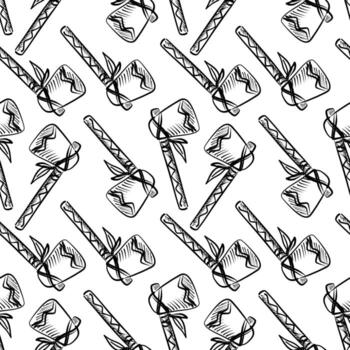 único modelo presentando dibujado a mano herramientas incluso martillos y palos en un limpiar blanco antecedentes vector