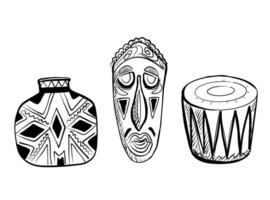 Decorative illustrations of traditional artifacts showcasing cultural heritage and artistic craftsmanship vector