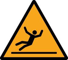 Slippery Floor Warning Sign . Yellow Triangle with Falling Person Pictogram Illustration vector