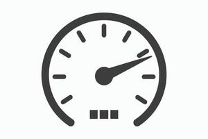 Simple dark gray speedometer icon with needle pointing to the right on a white background vector
