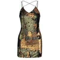 Sequin Mini Dress with Camouflage Pattern photo