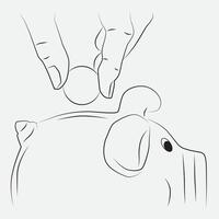 Hand sketch putting coins into piggy ban vector