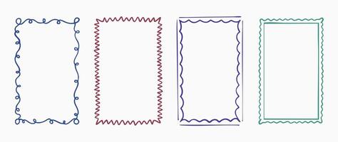 Set of empty hand drawn frames for pictures or texts and picture borders, empty hand drawn doodle, text box, decorative sticker. illustration. vector