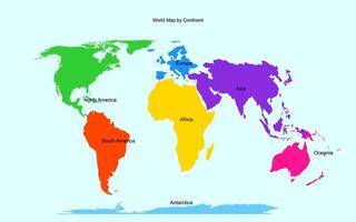 World Map by Continents Colorful Design for Education and Infographics vector