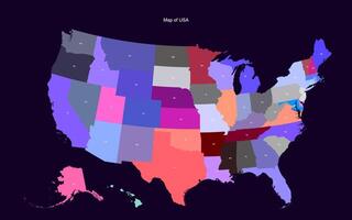 USA States Map Labeled Abbreviations with Color Coded Regions vector