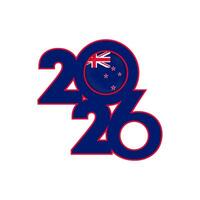 2026 banner with New Zealand flag inside. vector