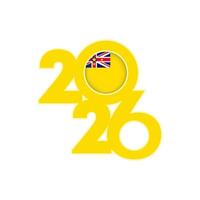 2026 banner with Niue flag inside. vector