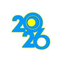 2026 banner with Palau flag inside. vector