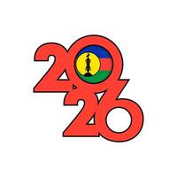 2026 banner with New Caledonia flag inside. vector