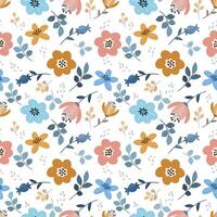 Cute abstract flowers on white background seamless pattern for fabric textile wallpaper giftwrapping paper background. vector