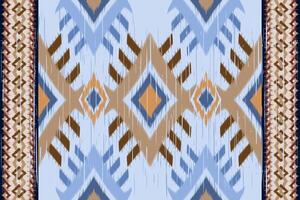 Embroidery style of African Ikat geometric pattern. vector