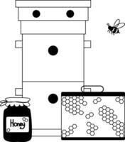 Honey production juicy composition. graphic line illustration. Banner, poster, wrapping paper, sticker, print, modern textile design. For logo, web, package, sticker. vector