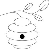 Nest or vespiary of wild bees isolated. graphic line illustration. For poster, invitation, backdrop, ad, sale promotion, print for t-shirt Coloring Sheet for Stress Relief and Relaxation vector