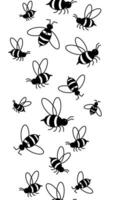 Bees Vertical seamless border. graphic line illustration. Suitable for wall murals, gift wrap, textile and wallpaper. background for banners, print for fabric, labels, t-shirt printing. vector