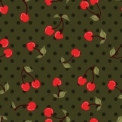 red cherry ,fruit polka dot seamless pattern, fabric, prints, cover trendy Coquette core background