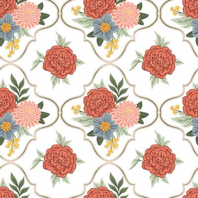 Summer flowers, bouquets damask, Seamless Pattern. bohemian Rose, dahlia romantic background
