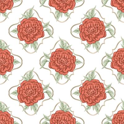 Pink Rose, Flower damask Seamless Pattern. Vintage Cottagecore Floral texture wallpaper, fabric, wrap