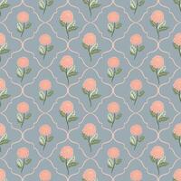 Floral pattern with pink flowers and leaves vector