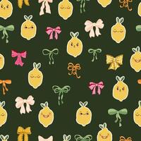 Lemon and bow pattern design vector