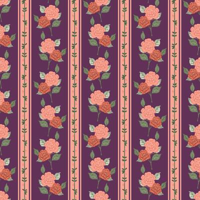 rose vines vertical, stripes summer seamless pattern. Floral retro botany texture for textile, wrap
