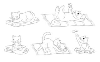 Five cute cats on the beach. Clip art for your projects. vector