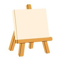 A wooden easel with a white canvas on top vector