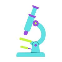 A blue and green microscope with a yellow handle. The microscope is on a white background. Concept of curiosity and scientific exploration vector