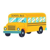 A yellow school bus with the words school bus on the front. The bus is parked on a white background vector