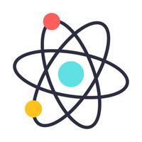 A black and white drawing of a circle with two smaller circles inside it. The circles are red and yellow. The drawing is of a scientific concept, possibly related to physics or chemistry vector