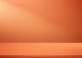 Empty Orange studio room background Space for selling products, backdrop, wallpaper, background, text. Empty Room Studio with table. illustration. vector