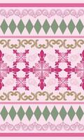 Ancient Playful Delicate Expensive Green Jade Pink Gold Color Seamless Border Pattern. Scroll Geometric Ornament for Interior Fashion Decoration Silk Weaves Wallpaper Brocade Jacquard Textiles Layer vector