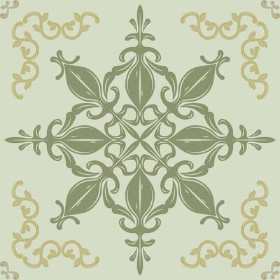 Elaborate Fantasy Blooming Luxury Green Jade Gold Ornament Scroll on Celadon Pastel Background. Royal Classic Elegance Style for Expensive Haute Couture Seamless Pattern for Tiles Floor Embroidery Rug