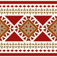 Sense of Ethnic Beautiful Neatly Detailed with Red Gold On Light Beige Background. Tribal Seamless Border Pattern Triangle Making for Embroidery Homespun Cotton Vibe Needlecraft Handmade Product Scarf vector