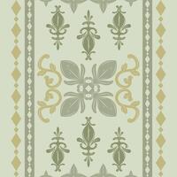 Detailed Glamorous Scent of Florals Royal Botany Green Jade Breath Nature Expression. Elegance Medieval Scroll Ornament Gold and Celadon Luxury Vibe Seamless Border Pattern for Shirt Embroidery Carpet vector