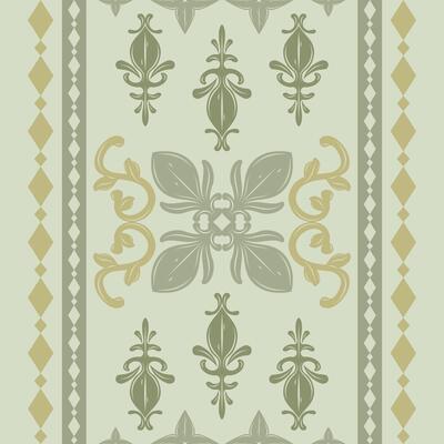 Detailed Glamorous Scent of Florals Royal Botany Green Jade Breath Nature Expression. Elegance Medieval Scroll Ornament Gold and Celadon Luxury Vibe Seamless Border Pattern for Shirt Embroidery Carpet