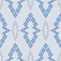 Abstract Luxury Ikat Opulence Modern Motif Bluish Grey on Light Background. Geometric Ornament Diamond Detailed Linear Seamless Pattern. Classy Chevron Herringbone Style Embroidery Silk Weaves Fabric vector