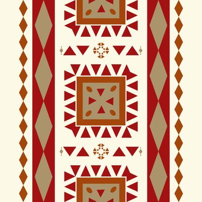 Heritage Detailed of Homeland Pattern Border Striped. Red Gold Cream Lucky Wealth Color Triangle Diamond be Tribal Florals. Spirits of Ethnic Homespun for Handmade Needlecraft Silk Home Improvement
