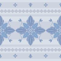 Artistic Silver Grey Bluish Tones Elaborate Motif Luxury Handicraft Blooming Striped Border Pattern. Delicate Rich and Classy Glamorous Medieval Scroll Ornament Victorian Embroidery Ceramic Textiles vector