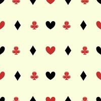 Minimal playing card suit symbols arranged in a seamless grid. A clean and versatile pattern for gaming themes and backgrounds. Less is more charming luck repeat luck for paper wrapping, textile, tile vector