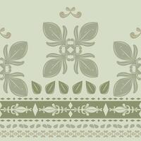 Classy Celadon Vintage Green Jade Tones Luxury Style Baroque Medieval Victorian Inspired for Beautiful Art Work Decoration. Delicate Floral Botanical Leaf Bud Petal Seamless Border Pattern Decoration vector